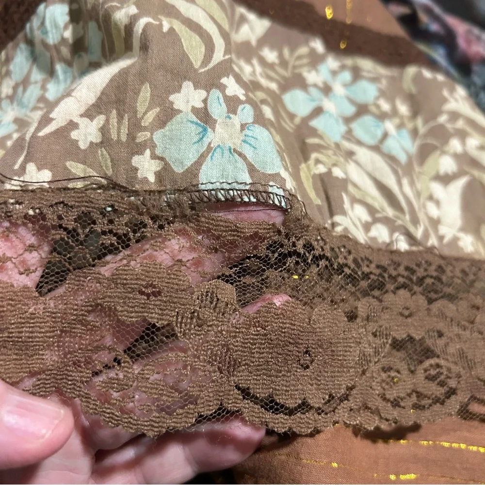 Angie Brown Mixed Fabric and Lace Dress Vintage Style - Small - Picture 11 of 11